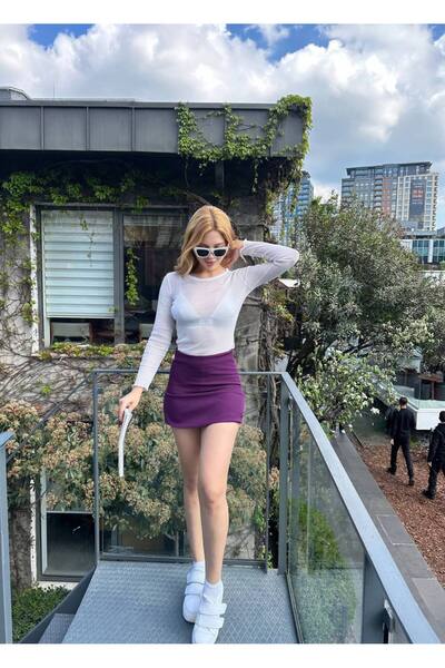 rengamoda Γυναικεία φούστα με εφέ φούστας και επένδυση