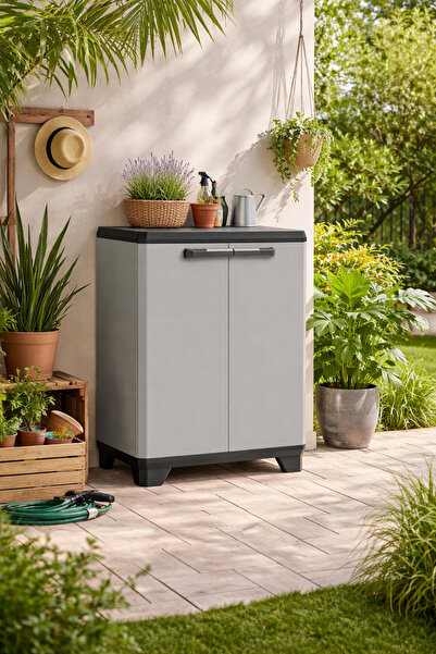 stratecht Planet Kısa Tek Raflı Plastik Banyo Dolabı, Bahçe Dolabı, balkon Do...