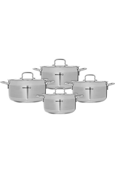Generic Korkmaz Alfa Steel Cookware Set, 8 Pieces - Silver