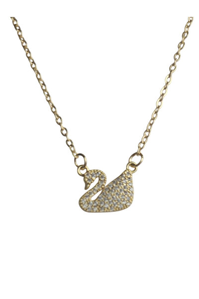 MITH SB TAKI Stainless Steel Zircon Inlaced Stone Swan Necklace