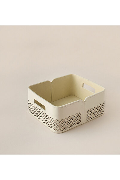 Lifestyle سلة تخزين مزخرفة بنقوش محفورة - 28 × 24 × 13 سم