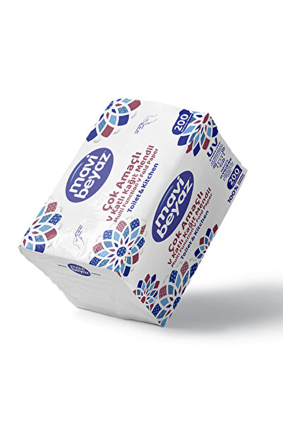 Mavi beyaz Çok Amaçlı V Katlama Kağıt Mendil 200 Yaprak – Uv Sterilize