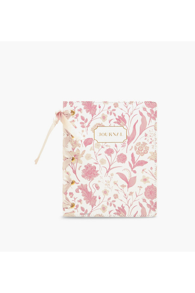 Lifestyle Floral Print Hardcover Journal with Ribbon Binding - 80 Pages