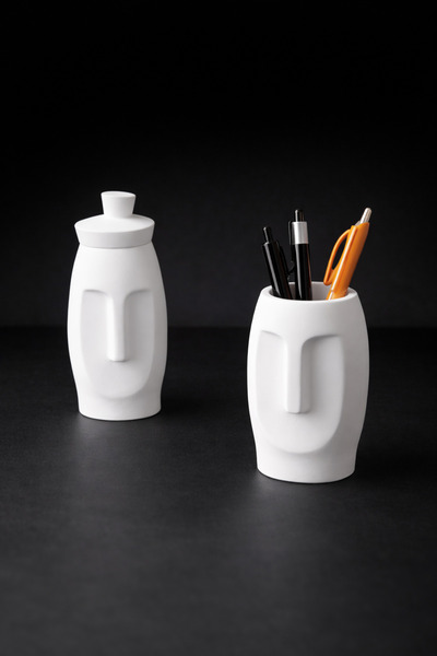 lufen deco Marble Look Decorative Pen Holder 1 Piece Concrete Accessories Min...