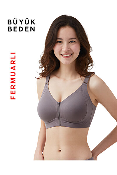 korsefabrika trend mood store Plus Size Zippered Laser Cut Non-Marking Underwire-Free Padded Adjustable Strap Bra
