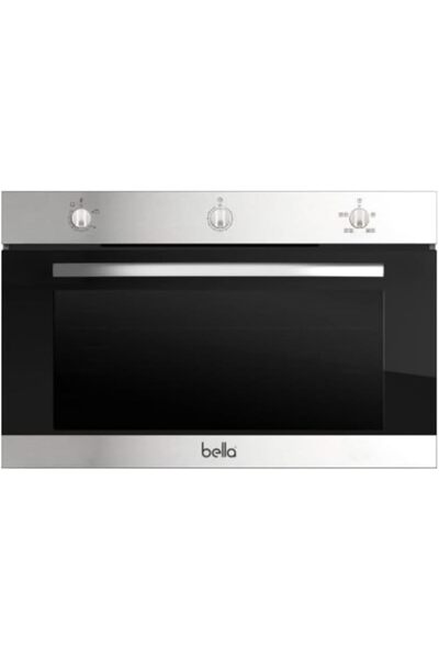 Bella فرن غاز مدمج، 90 سم، ستانلس ستيل أسود، مقابض تحكم يدوية