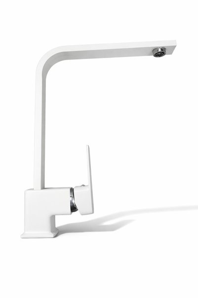 ESHOME White Square Kitchen Sink Faucet Mixer White Chrome Kitchen Faucet