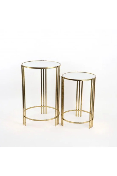 Generic 2-piece metal table set with mirrored top
