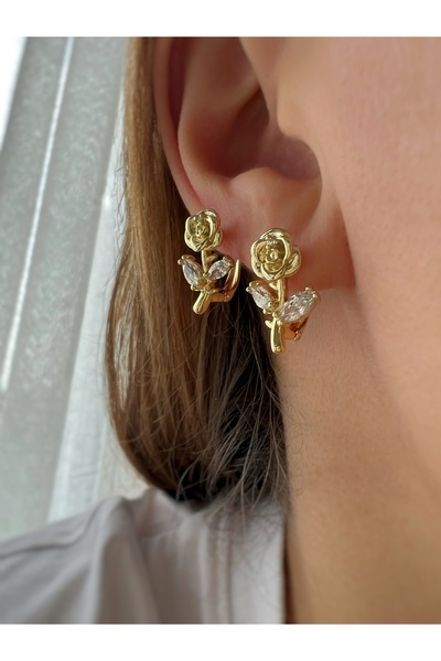 ToffyStore Vip Vintage Stone-Set Rose Earrings