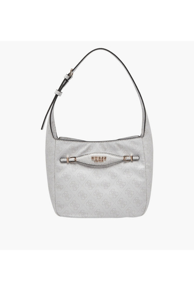 Guess Katya Monogram Print Hobo Bag with Adjustable Strap