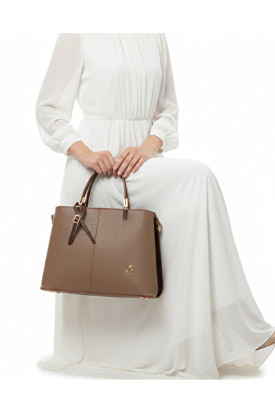 Çanta Trend حقيبة كتف وحقيبة يد ميامي بولو مينك براون بثلاثة أقسام وحزام طويل...