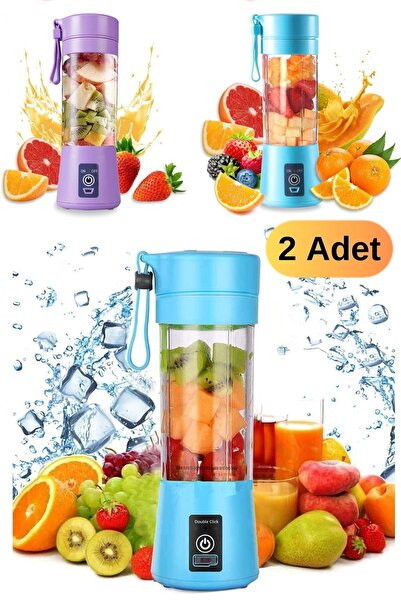 2 Adet 380 Ml Smoothie Blenderı Mini Mutfak Robotu Kişisel Blender Usb Mevye Sıkacağı Shaker Seti