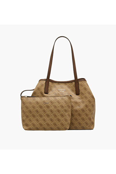 Guess Vikky II Monogram Print Tote Bag with Pouch