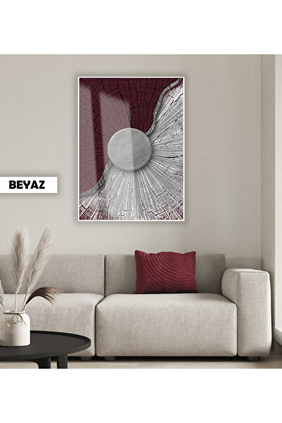 Harika bir ev HARİKABİREV|BORDO-GRİ SOYUT MODERN MODEL |ÇERÇEVELİ TEMPERLİ CA...