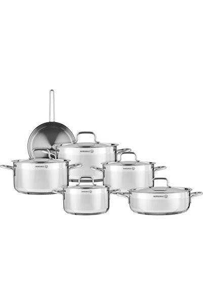 Generic Korkmaz Alfa Stainless Steel Cookware Set, 11 Pieces - Silver