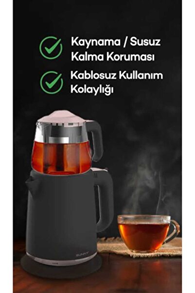 ÇEÇEN HOME Glass Teapot Electric Tea Maker Tea Maker Pink Tea Machine, Kettle...