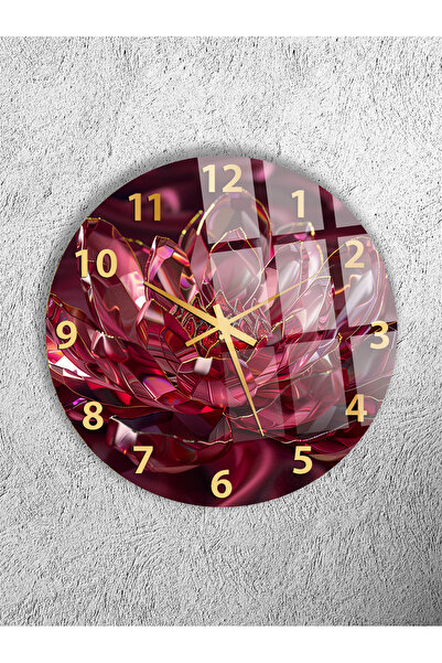 Olinpa Unbreakable Glass Wall Clock, Both Table and Wall Clock, Burgundy Flow...