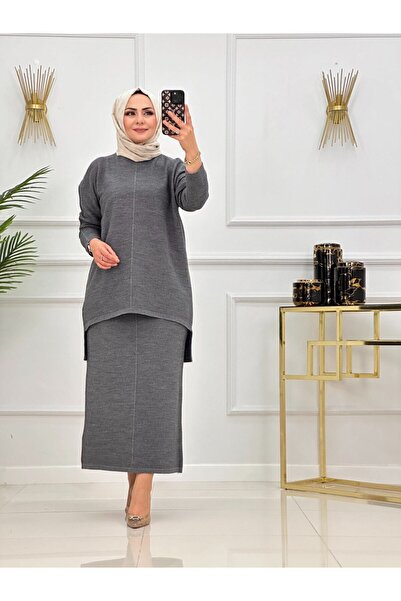 Summer Store Sadem Long Tunic and Skirt Two-Piece Hijab Set