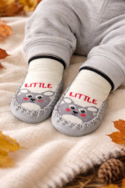 minissa baby kids Çarık Socks Slippers with Kaydıröaz Soles, Genuine Leather ...