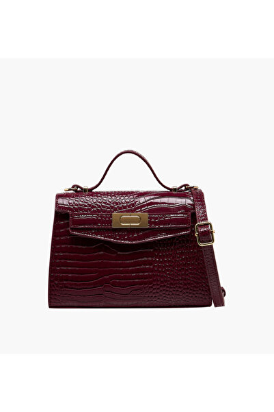 SASHA Kodes Textured Satchel Bag with Detachable Shoulder Strap