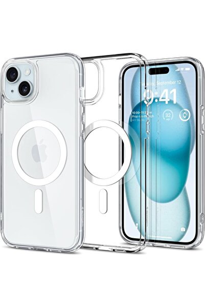 Spigen Ultra Hybrid MagFit Cover Compatible with iPhone 15– Clear White