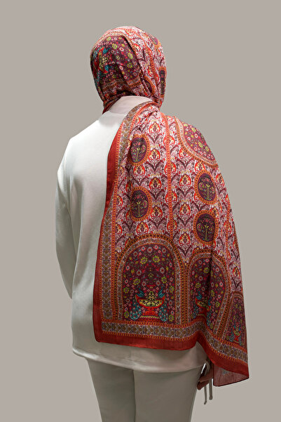 Daisy Polo Pamuklu Tavus Kuşu Desenli Bambu Kraş Şal