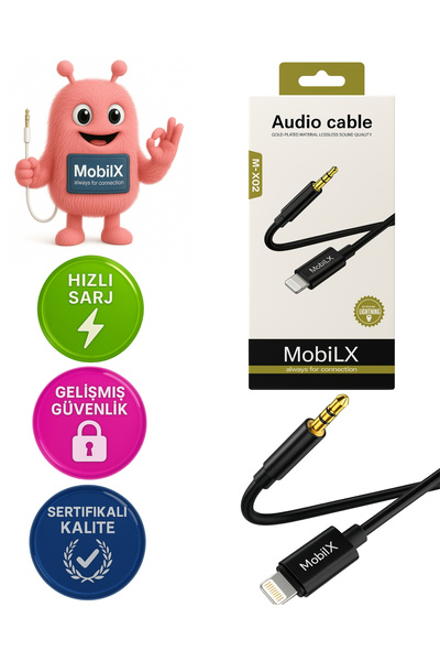 Mobilix كابل صوت M-X02 Lightning إلى 3.5 ملم - متوافق مع آيفون، يدعم الصوت ال...