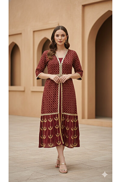 Maison Emarat Cresecent Moon Embroidered Kaftan Dress Haq Al Leila Edition