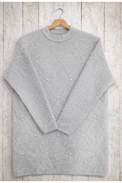 MODA VEDAT Women's Stoned Bearded Soft Sweater -00370