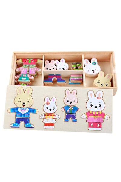 P&Pa Joc interactiv pentru copii, Longziming, Puzzle cu iepure din lemn