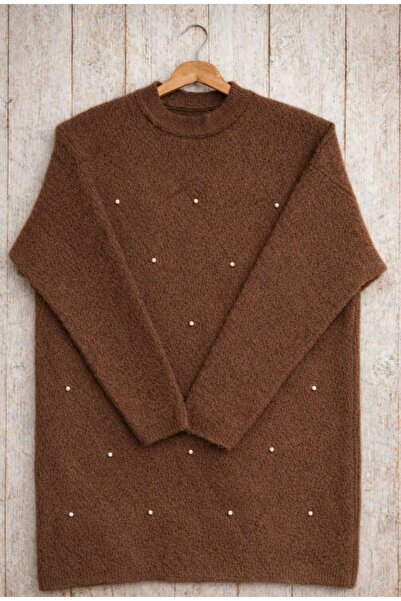 MODA VEDAT Women's Stoned Bearded Soft Sweater -00370