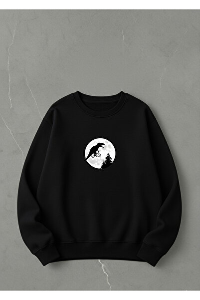 LORVEX Oversized Unisex Cotton Crew Neck Sweatshirt – Adventurer Trex Printed