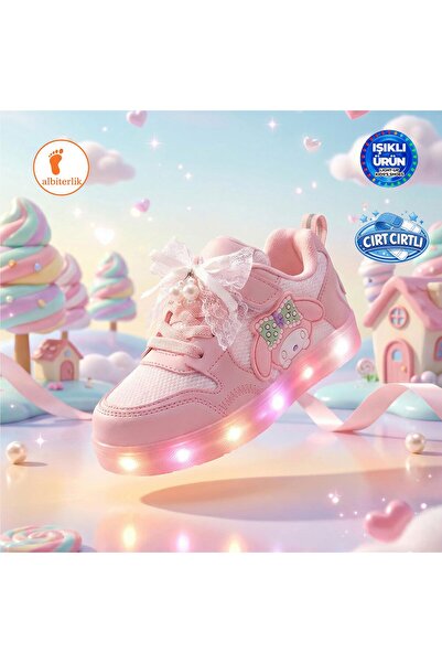 AlbiShoes Kız Bebek Çocuk Yazlık Hafif Rahat Yumuşak Taban Cırt Cırtlı Işıklı...