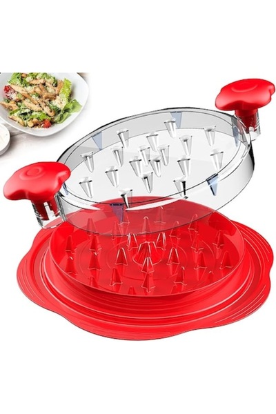 DELPI Meat Chopper, Diameter 25.5 cm, Ergonomic Design, Non-Slip, Red