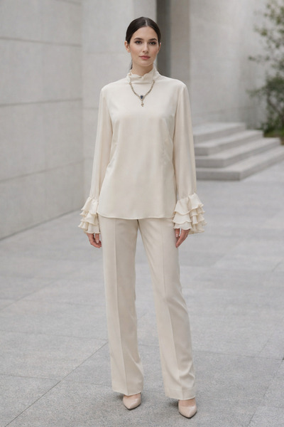 Ekol Serpil Sleeves Ruffled Blouse