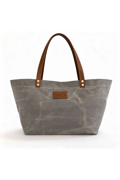 Noa Bag NOÁ Su Geçirmez Kanvas Tote Çanta – Günlük Kullanım, Gerçek Deri Sap