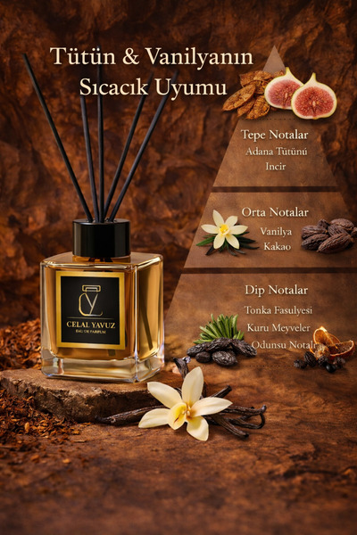 Celal Yavuz Deluxe Parfüm Esansı | Tütün & Vanilya Kokulu Premium Çubuklu Oda...