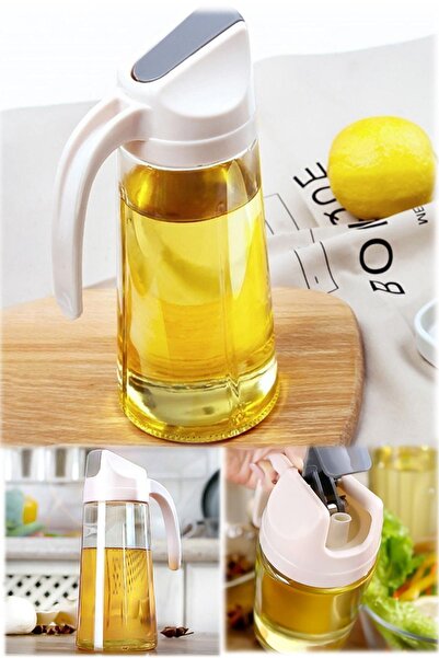 Munico Büyük Profesyonel Boy Şişesi Restorant Kulplu Otomatik Cam Yağdanlık N...