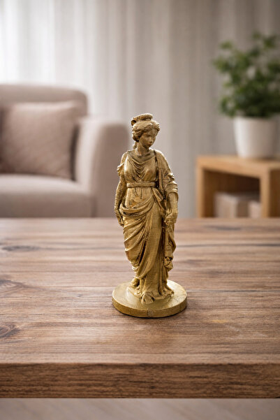 3D Baskı Altın Renk Antik Kadın Heykeli | Dekoratif Biblo & Masa Süsü