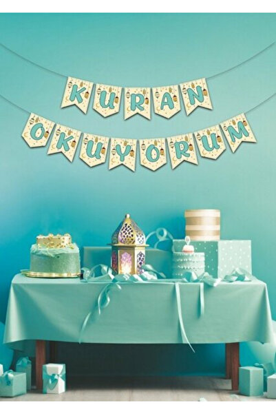 BALON DİYARI Kuran Okuyurum banner ve tavan süs Dini İslami Kurana Geçtim Par...