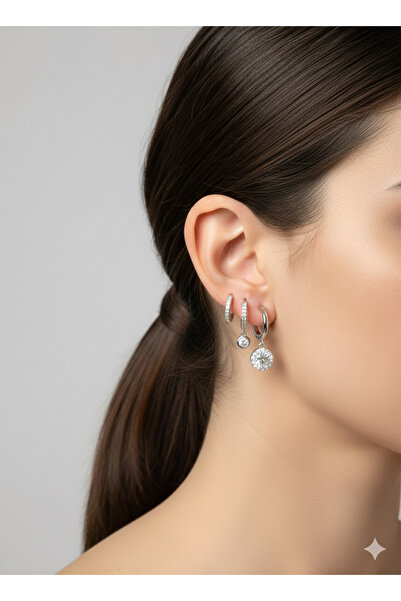 duru bags&wallet 3’lü çelik küpe