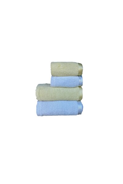 erteks طقم مناشف 2 قطعة 70 × 140 سم للحمام، 2 قطعة 50 × 100 سم مناشف يد، رماد...