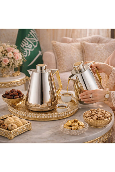 LOUVER ✨ 2-Piece Thermos Set for Tea and Coffee – Nickel with a Gold Touch | ...
