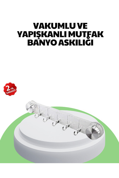 ELİZ BERRA MODA Kitchen and Bathroom Hanger with Vacuum Adhesive and 5 Hanger...