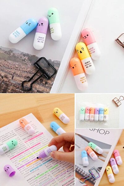 Munico Hap Desenli Çok Amaçlı Fosforlu Renkli Okul Ofis Kırtasiye Kalemleri Ç...