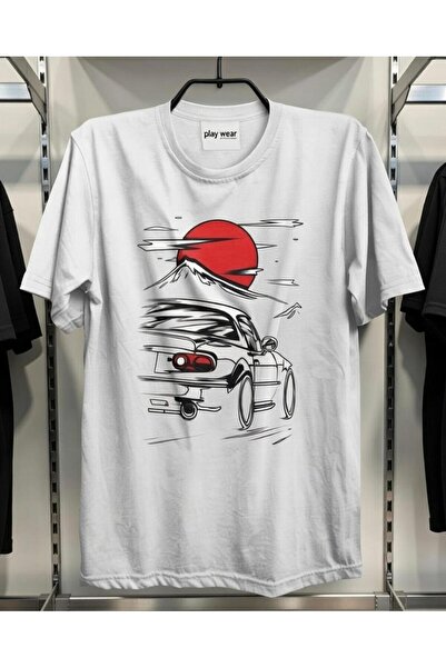 playwear PLAY WEAR Tricou negru unisex cu imprimeu auto, croială lejeră