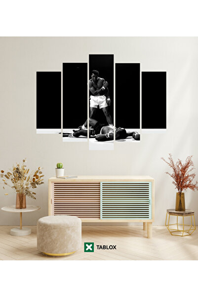 TABLOX 5 Parça Muhammed Ali Boksör Efsane Spor Şampiyon Motivasyon Dekoratif ...