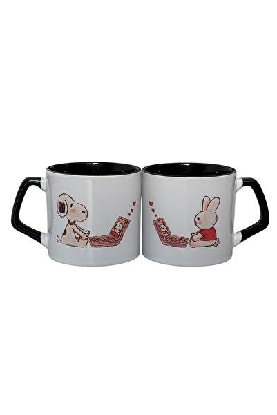 KEDY Snoopy & Miffy Sevgililer Günü Çift Kupası Porselen