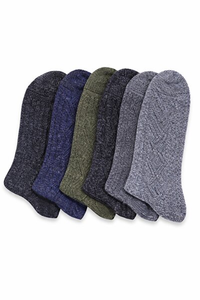 Reflect Your Style 6 Pieces Men's Winter Patterned Wool Socks Dark Tones Asso...