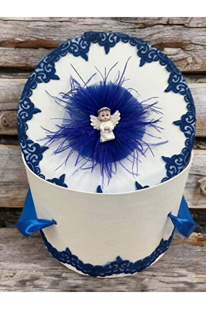 OBSIDION Cutie DANTELA INGERAS - transport trusou - alb - albastru royal